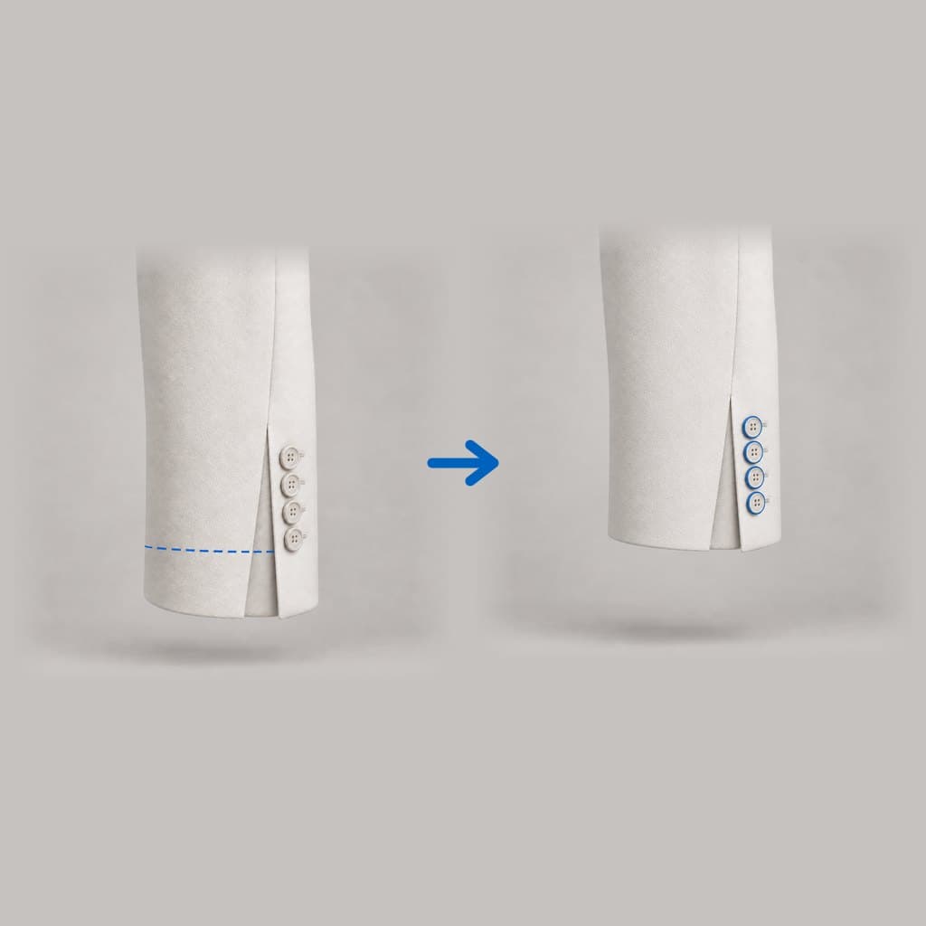 Jacke/Jackett Ärmel kürzen: links vorher, rechts nachher.